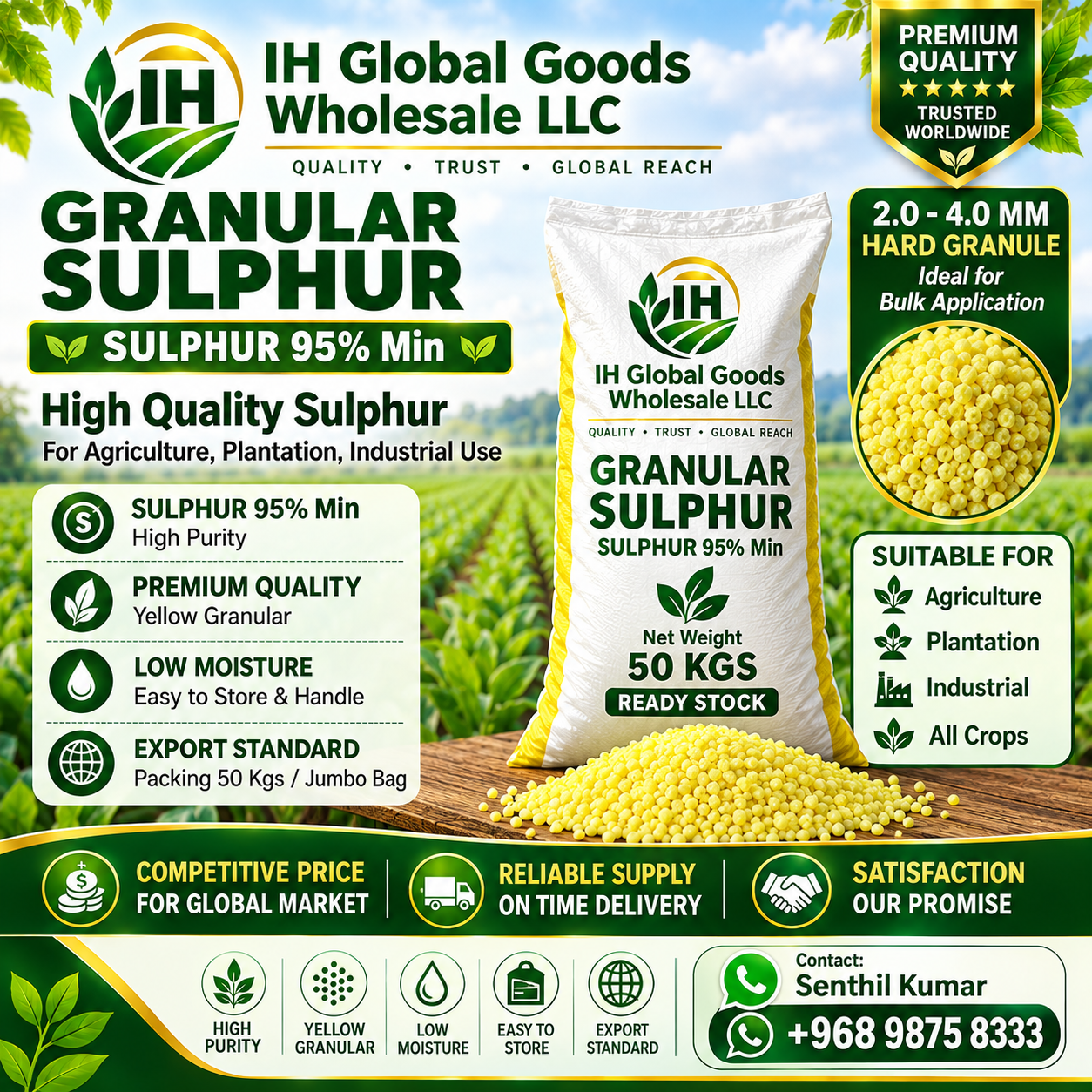 Granular Sulphur 95% Min